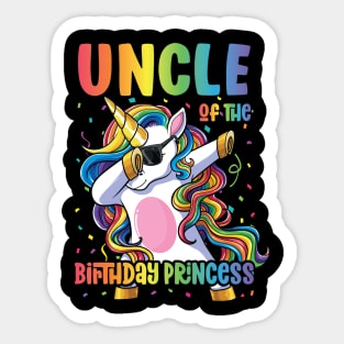 Uncle of the Birthday Princess Dabbing Unicorn Girl Sticker